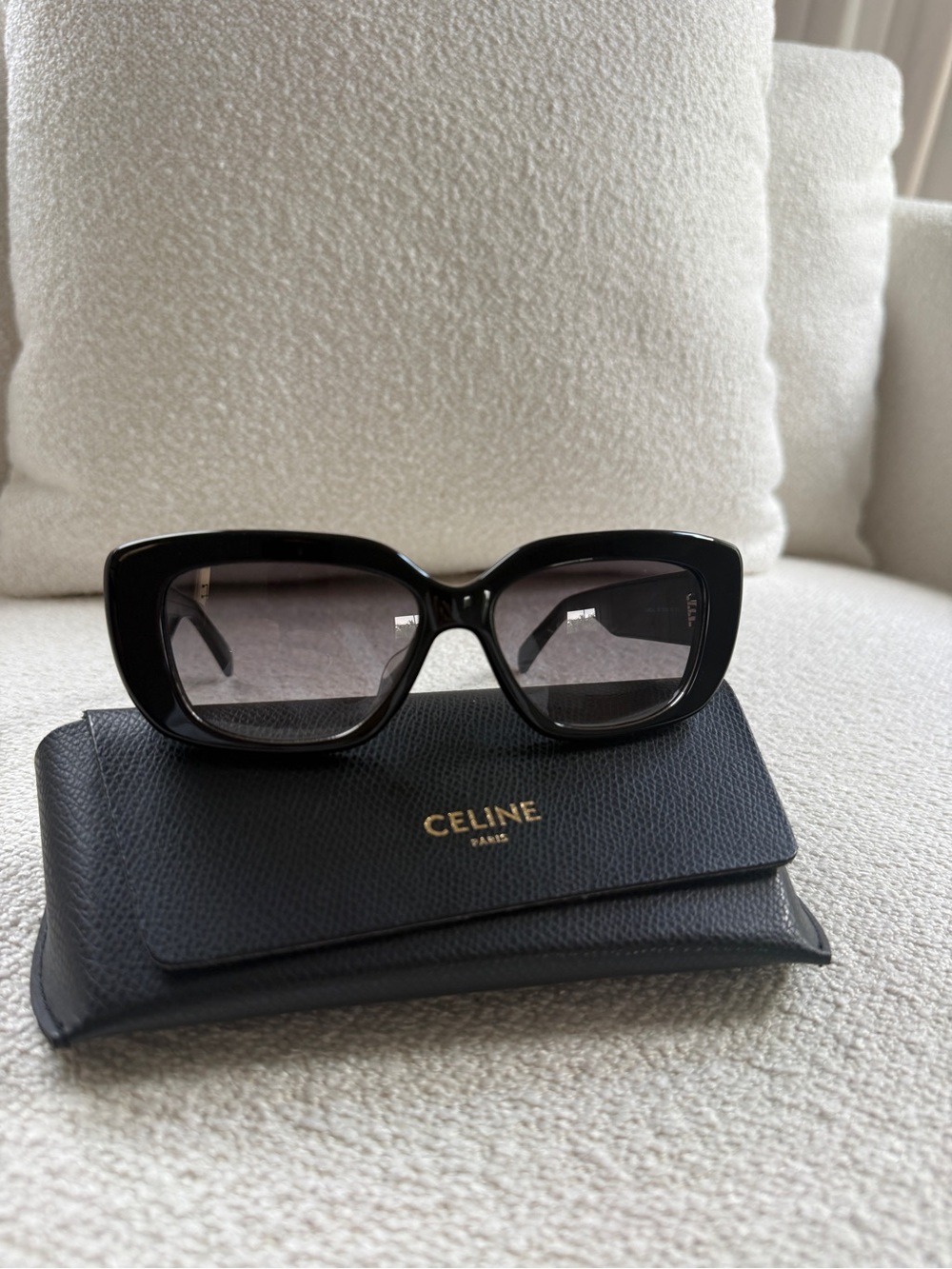 Celine Black Square Cat-Eye Sunglasses with Gradient Lenses